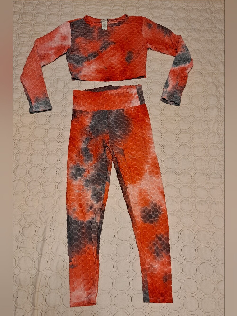 Sho Sho Orange Tie-Dye Long Sleeve Set Size M